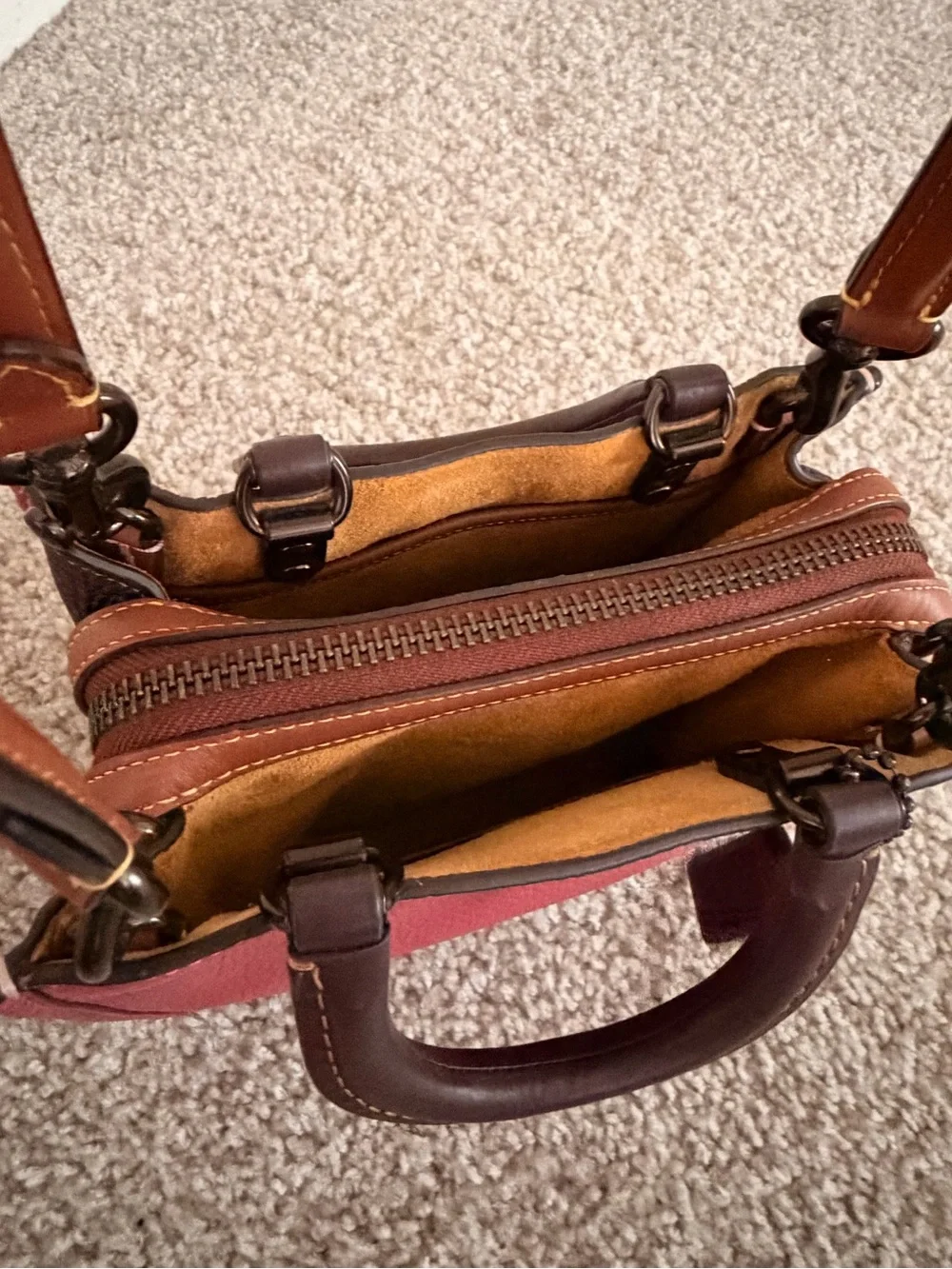 Coach Burgundy Leather Crossbody with Brown Strap vintage